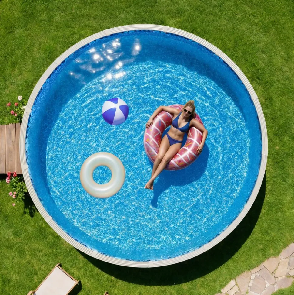 VEVOR 24ft Pool Liner, Round UniBead Swimming Pool Liner for 52 in Wall Height, Premium Vinyl, Easy Install with Leak-Proof Patches, Designed for Steel Sided Above-Ground,Outdoor, Boulder Swirl