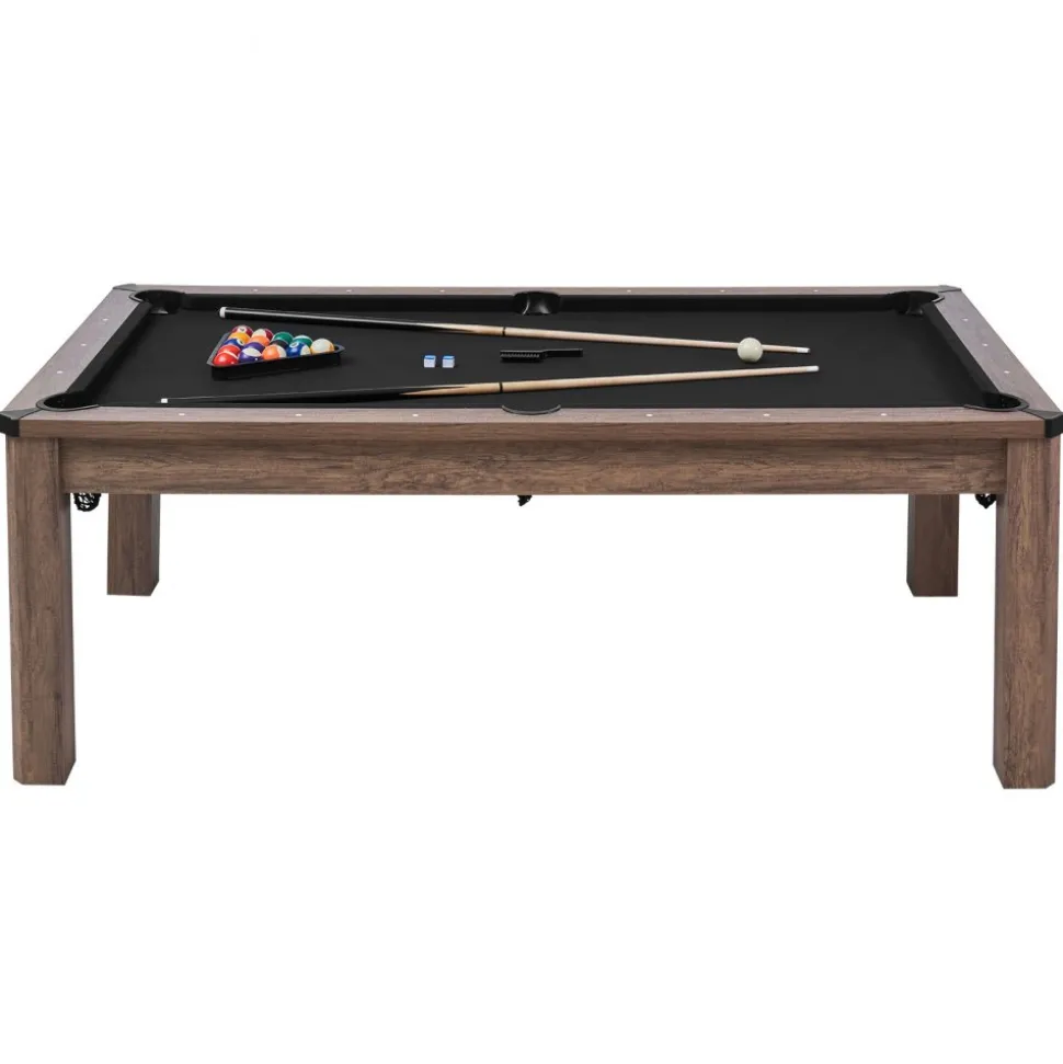VEVOR 7ft Pool Table Combo Set, 3-in-1 Multi Game Billiards Tables with Dining Top and Ping Pong, 2 Benches for Storage and Accessories, Includes Ball Cue Rack Chalk Brush, for Family Recreation Room