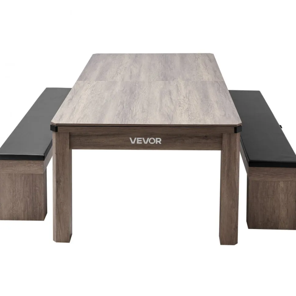 VEVOR 7ft Pool Table Combo Set, 3-in-1 Multi Game Billiards Tables with Dining Top and Ping Pong, 2 Benches for Storage and Accessories, Includes Ball Cue Rack Chalk Brush, for Family Recreation Room