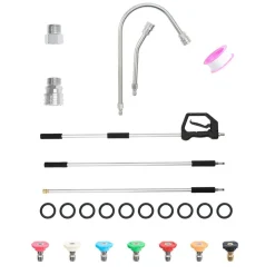 VEVOR 9 FT Pressure Washer Telescoping Wand, 3-Section with Power Washer Extension Wands, 7 Nozzles, Hose Adapter, Support Belt, Storage Bag, 4000 PSI Telescopic Gutter Cleaner for High Cleaning