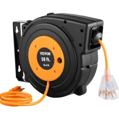 VEVOR 50ft Retractable Extension Cord Reel 14AWG/3CSJTOW Power Cord Reel