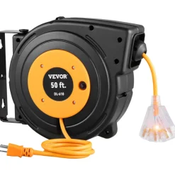 VEVOR 50ft Retractable Extension Cord Reel 14AWG/3CSJTOW Power Cord Reel