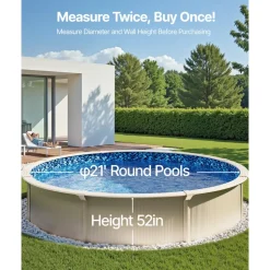 VEVOR 21-ft Round Above Ground Pool Liner, Unibead Pool Liners, Standard Gauge, 52inch Wall Height, Designed for Steel Sided Above-Ground Swimming Pools