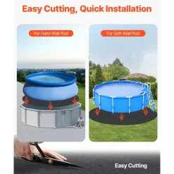 VEVOR 15ft Round Pool Liner Pad, Pool Liner Pad for Above Ground Swimming Pools, Extra-Thick Pool Mat, Prevents Punctures, Recycled Geotextile Material Underlayment Pad, Extend Liner Life
