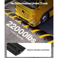 VEVOR 6FT Rubber Speed Bump, 2 Channel, Heavy Duty Traffic Speed Hump, 22000 lbs/axle Load Capacity, 72 in Cable Protector Ramp with Expansion Screws, for Asphalt Concrete Gravel Driveway Road, 1 Pack