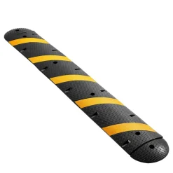 VEVOR 6FT Rubber Speed Bump, 2 Channel, Heavy Duty Traffic Speed Hump, 22000 lbs/axle Load Capacity, 72 in Cable Protector Ramp with Expansion Screws, for Asphalt Concrete Gravel Driveway Road, 1 Pack