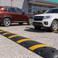 VEVOR 6FT Rubber Speed Bump, 2 Channel, Heavy Duty Traffic Speed Hump, 22000 lbs/axle Load Capacity, 72 in Cable Protector Ramp with Expansion Screws, for Asphalt Concrete Gravel Driveway Road, 1 Pack