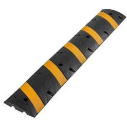 VEVOR 6FT Rubber Speed Bump, 2 Pack, 2 Channel Heavy Duty Traffic Speed Hump, 22000 lbs/Axle Load Capacity, 72 in Cable Protector Ramp with Expansion Screws, for Asphalt Concrete Gravel Driveway Road