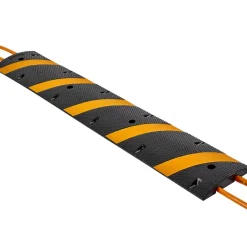 VEVOR 6FT Rubber Speed Bump, 2 Pack, 2 Channel Heavy Duty Traffic Speed Hump, 22000 lbs/Axle Load Capacity, 72 in Cable Protector Ramp with Expansion Screws, for Asphalt Concrete Gravel Driveway Road