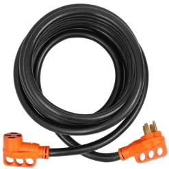 VEVOR 50 ft RV Extension Cord, 50 Amp, Heavy Duty STW RV Power Cord, NEMA 14-50R Female NEMA 14-50P Male Plug, with LED Indicator Handle 15A Adapter, for RVs, trams, generators, campers, ETL Listed