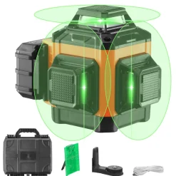 VEVOR 100ft Self Leveling Laser Level, Manual Green 3 x 360° Cross Line Laser, Manual Self-leveling Mode & IP54 Waterproof 8h Continuous Working Time Line Laser, Battery/Stand Included
