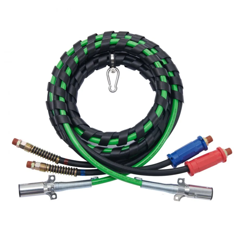 VEVOR 15FT Semi Truck Air Lines Kit with 2PCS Glad Hands, 3-in-1 Air Hoses & 7 Way ABS Electric Power Line, with 2PCS Gladhand Handles, 4PCS Seals and Tender Spring Kit for Semi Truck Trailer Tractor