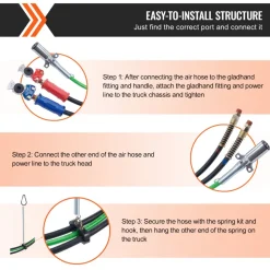 VEVOR 12FT Semi Truck Air Lines Kit with 2PCS Glad Hands, 3-in-1 Air Hoses & 7 Way ABS Electric Power Line, with 2PCS Gladhand Handles, 4PCS Seals and Tender Spring Kit for Semi Truck Trailer Tractor