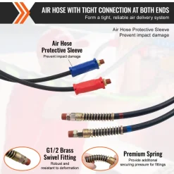 VEVOR 12FT Semi Truck Air Lines Kit, 3-in-1 Air Hoses & ABS Power Line for Semi Truck Trailer Tractor, 7-Way Plug Electrical Cord Cable and Rubber Air Lines Hose Assembly Kit with Hook & Teflon Tape