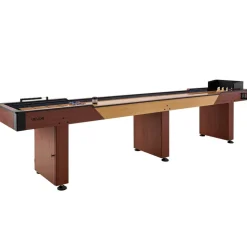 VEVOR 12 ft Shuffleboard Table, 2 in 1 Shuffleboard and Bowling Combo Set, Shuffle Board with Rustic Wood Finish, Scratch-Resistant Playfield, 8 Pucks, Bowling Set, Wax, Brush, for Family Game Room
