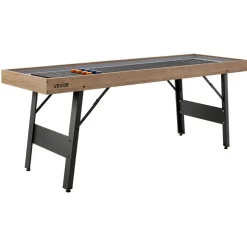 VEVOR 7 ft Shuffleboard Table, 2 in 1 Shuffleboard and Tabletop Curling Combo Game, Compact Shuffle Board with Smooth Surface, Folding Legs, 8 Pucks, Easy to Disassemble and Move, for Family Game Room