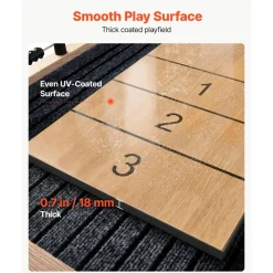 VEVOR 9 ft Shuffleboard Table, Scratch-Resistant Playfield for Smooth, Fast Puck Action, Pedestal Legs with Levelers for Optimum Stability, Shuffle Board w/ 8 Pucks, Wax, Brush, for Family Game Room
