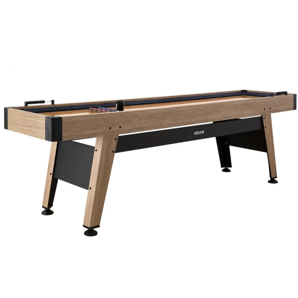 VEVOR 9 ft Shuffleboard Table, Scratch-Resistant Playfield for Smooth, Fast Puck Action, Pedestal Legs with Levelers for Optimum Stability, Shuffle Board w/ 8 Pucks, Wax, Brush, for Family Game Room