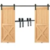 VEVOR 5FT Sliding Barn Door Hardware Kit, 330 LBS Weight Capacity, Compatible with 30 Inches Max Width & 1-3/8 to 1-3/4 Inches Thickness Single Sliding Barn Door, Durable Track & J-shape Roller,Black