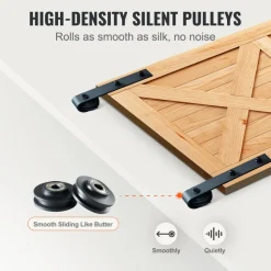 VEVOR 10FT Sliding Barn Door Hardware Kit, 330 LBS Weight Capacity, Compatible with 60 Inches Max Width & 1-3/8 to 1-3/4 Inches Thickness Single Sliding Barn Door, Durable Track & J-shape Roller,Black