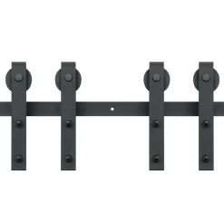 VEVOR 5FT Sliding Barn Door Hardware Kit, 330 LBS Weight Capacity, Compatible with 30 Inches Max Width & 1-3/8 to 1-3/4 Inches Thickness Single Sliding Barn Door, Durable Track & J-shape Roller,Black
