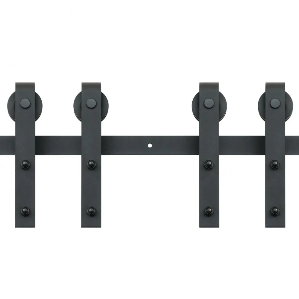 VEVOR 5FT Sliding Barn Door Hardware Kit, 330 LBS Weight Capacity, Compatible with 30 Inches Max Width & 1-3/8 to 1-3/4 Inches Thickness Single Sliding Barn Door, Durable Track & J-shape Roller,Black
