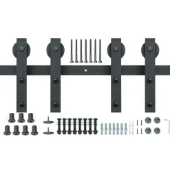 VEVOR 5FT Sliding Barn Door Hardware Kit, 330 LBS Weight Capacity, Compatible with 30 Inches Max Width & 1-3/8 to 1-3/4 Inches Thickness Single Sliding Barn Door, Durable Track & J-shape Roller,Black