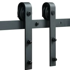 VEVOR 5FT Sliding Barn Door Hardware Kit, 330 LBS Weight Capacity, Compatible with 30 Inches Max Width & 1-3/8 to 1-3/4 Inches Thickness Single Sliding Barn Door, Durable Track & J-shape Roller,Black