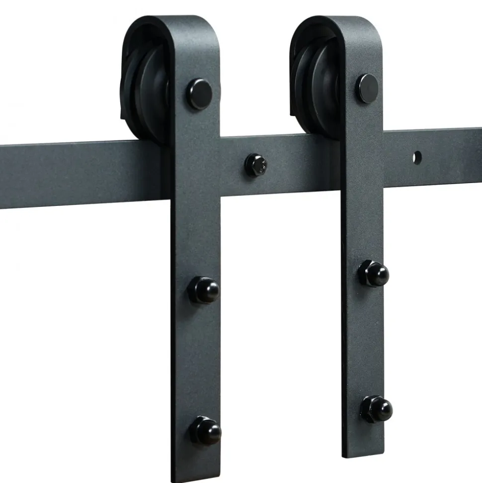 VEVOR 5FT Sliding Barn Door Hardware Kit, 330 LBS Weight Capacity, Compatible with 30 Inches Max Width & 1-3/8 to 1-3/4 Inches Thickness Single Sliding Barn Door, Durable Track & J-shape Roller,Black