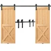 VEVOR 8FT Sliding Barn Door Hardware Kit, 330LBS Heavy Duty Barn Door Track Kit for Double Doors, Fit 3.7-4.3FT Total Wide and 1.3"-1.8" Thick 2 Door Panel, with Smooth & Silent Pulley (I Shape)