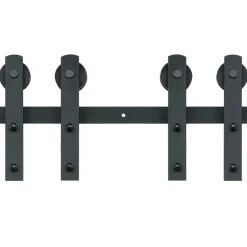 VEVOR 8FT Sliding Barn Door Hardware Kit, 330LBS Heavy Duty Barn Door Track Kit for Double Doors, Fit 3.7-4.3FT Total Wide and 1.3