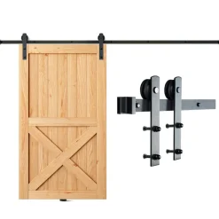 VEVOR 8FT Sliding Barn Door Hardware Kit, 330LBS Loading Heavy Duty Barn Door Track Kit for Single Door, Fit 3.7-4.3FT Wide and 1.3"-1.8" Thick Door Panel, with Smooth & Silent Pulley (I Shape)