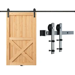 VEVOR 8FT Sliding Barn Door Hardware Kit, 330LBS Loading Heavy Duty Barn Door Track Kit for Single Door, Fit 3.7-4.3FT Wide and 1.3