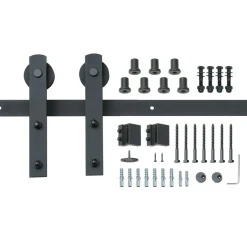 VEVOR 8FT Sliding Barn Door Hardware Kit, 330LBS Loading Heavy Duty Barn Door Track Kit for Single Door, Fit 3.7-4.3FT Wide and 1.3