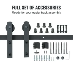 VEVOR 8FT Sliding Barn Door Hardware Kit, 330LBS Loading Heavy Duty Barn Door Track Kit for Single Door, Fit 3.7-4.3FT Wide and 1.3