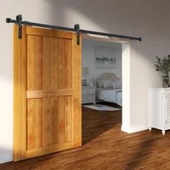 VEVOR 8FT Sliding Barn Door Hardware Kit, 330LBS Loading Heavy Duty Barn Door Track Kit for Single Door, Fit 3.7-4.3FT Wide and 1.3