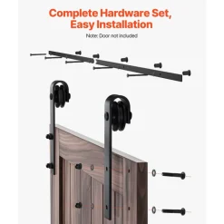 VEVOR 6.6FT Sliding Barn Door Hardware Kit, 330 LBS Weight Capacity, Compatible with 36-40 Inches Width & 1-3/8 to 1-3/4 Inches Thickness Single Sliding Barn Door, Durable Track & J-shape Roller Black