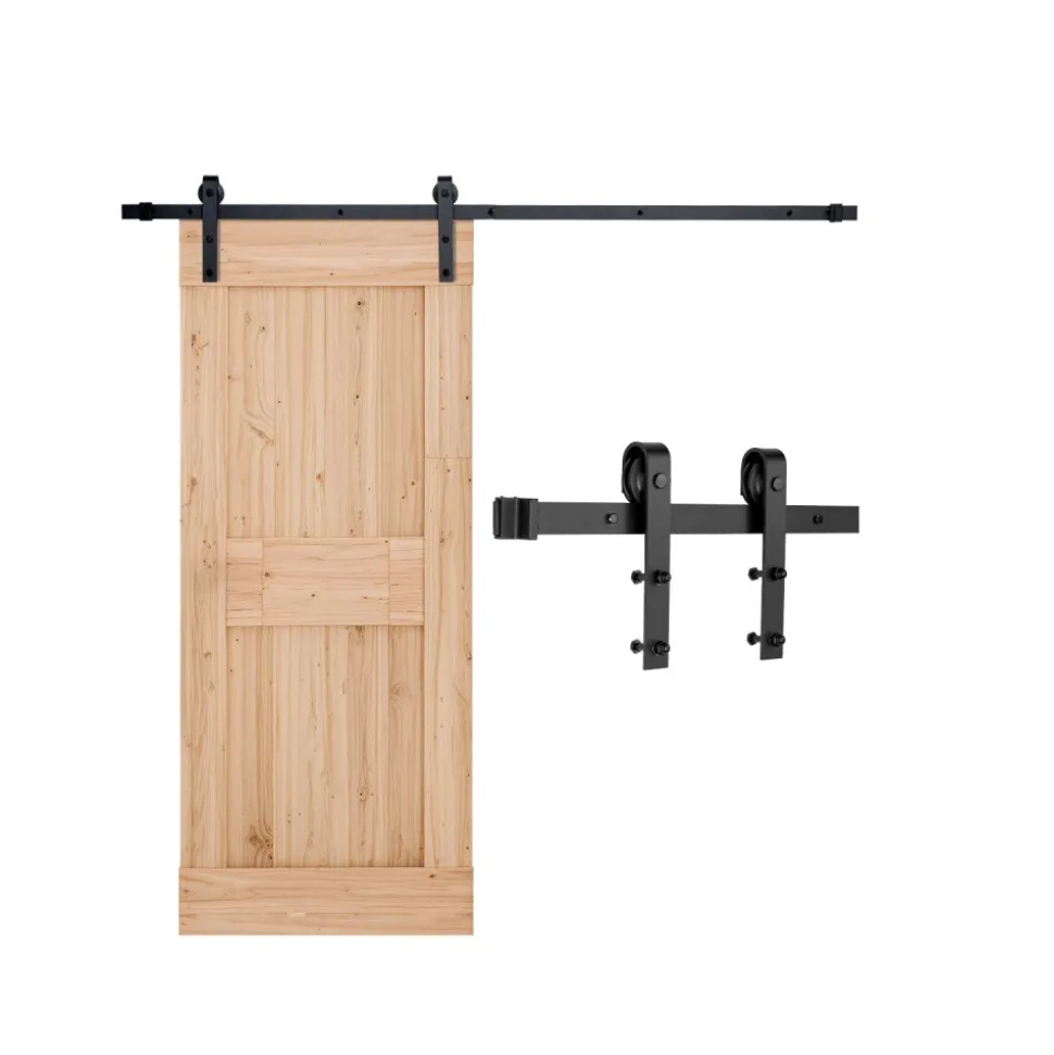 VEVOR 6FT Sliding Barn Door Hardware Kit, 330 LBS Weight Capacity, Compatible with 36 Inches Max Width & 1-3/8 to 1-3/4 Inches Thickness Single Sliding Barn Door, Durable Track & J-shape Roller, Black