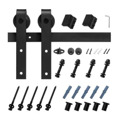 VEVOR 6FT Sliding Barn Door Hardware Kit, 330 LBS Weight Capacity, Compatible with 36 Inches Max Width & 1-3/8 to 1-3/4 Inches Thickness Single Sliding Barn Door, Durable Track & J-shape Roller, Black