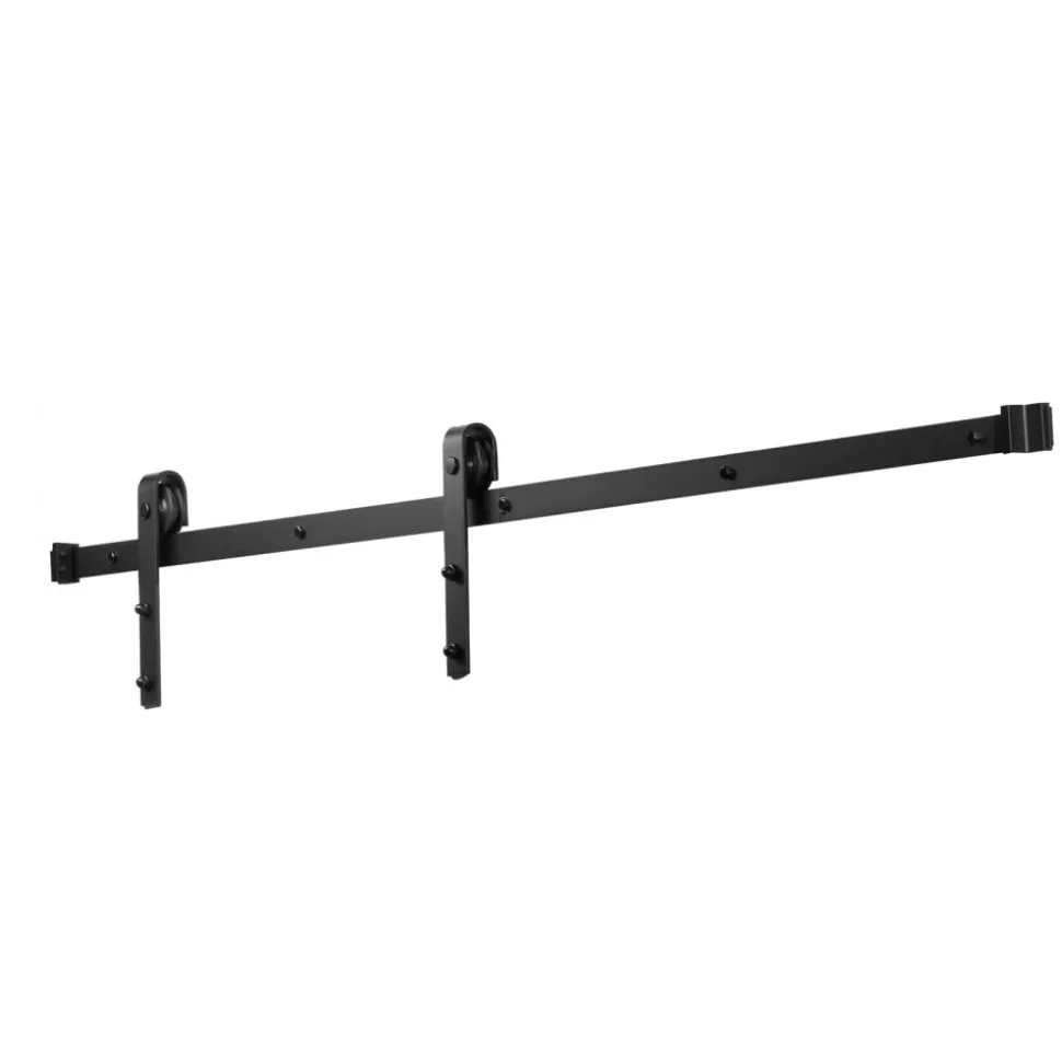 VEVOR 6FT Sliding Barn Door Hardware Kit, 330 LBS Weight Capacity, Compatible with 36 Inches Max Width & 1-3/8 to 1-3/4 Inches Thickness Single Sliding Barn Door, Durable Track & J-shape Roller, Black