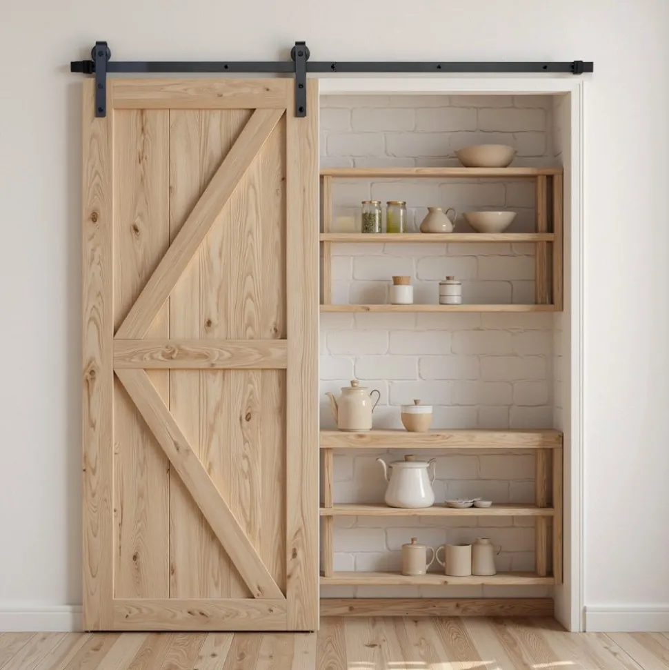VEVOR 6FT Sliding Barn Door Hardware Kit, 330 LBS Weight Capacity, Compatible with 36 Inches Max Width & 1-3/8 to 1-3/4 Inches Thickness Single Sliding Barn Door, Durable Track & J-shape Roller, Black