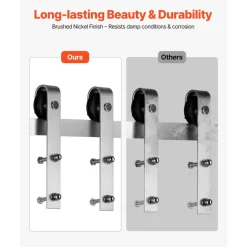 VEVOR 8FT Sliding Barn Door Hardware Kit, 330 LBS Weight Capacity, Compatible with 42 to 48 Inches Width & 1-3/8 to 1-3/4 Inches Thickness Single Sliding Barn Door, Durable Track & J-shape Roller