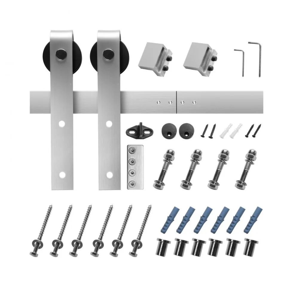 VEVOR 8FT Sliding Barn Door Hardware Kit, 330 LBS Weight Capacity, Compatible with 42 to 48 Inches Width & 1-3/8 to 1-3/4 Inches Thickness Single Sliding Barn Door, Durable Track & J-shape Roller