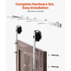 VEVOR 6.6FT Sliding Barn Door Hardware Kit, 330 LBS Weight Capacity, Compatible with 36 to 40 Inches Width & 1-3/8 to 1-3/4 Inches Thickness Single Sliding Barn Door, Durable Track & J-shape Roller
