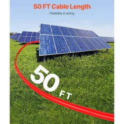 VEVOR 50FT Solar Panel Extension Cable, 10AWG Solar Extension Cable Wire with Female & Male Waterproof Connectors, 6mm² PV Cable for Home, Ship and RV Solar Panels, 50FT Black + 50FT Red (Set of 2)
