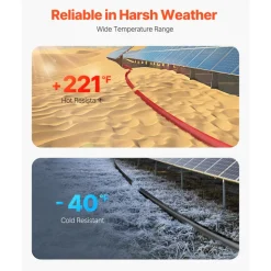 VEVOR 50FT Solar Panel Extension Cable, 10AWG Solar Extension Cable Wire with Female & Male Waterproof Connectors, 6mm² PV Cable for Home, Ship and RV Solar Panels, 50FT Black + 50FT Red (Set of 2)