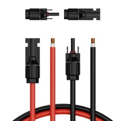 VEVOR 50FT Solar Panel Extension Cable, 10AWG Solar Extension Cable Wire with Female & Male Waterproof Connectors, 6mm² PV Cable for Home, Ship and RV Solar Panels, 50FT Black + 50FT Red (Set of 2)