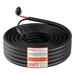 VEVOR 30FT Solar Panel Extension Cable, 10 AWG, Solar Panel Wire with Flame Retardant Protective Sleeving, Female and Male Connectors, IP67 Waterproof PV Wire, for Outdoor Automotive RV, Black & Red