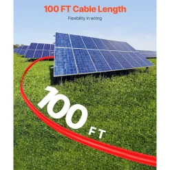 VEVOR 100FT Solar Panel Extension Cable, 10AWG Solar Extension Cable Wire with Female & Male Waterproof Connectors, 6mm² PV Cable for Home, Ship and RV Solar Panels, 100FT Black + 100FT Red (Set of 2)