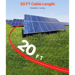 VEVOR 100FT Solar Panel Extension Cable, 10 AWG, Solar Panel Wire with Flame Retardant Protective Sleeving, Female and Male Connectors, IP67 Waterproof PV Wire, for Outdoor Automotive RV, Black & Red